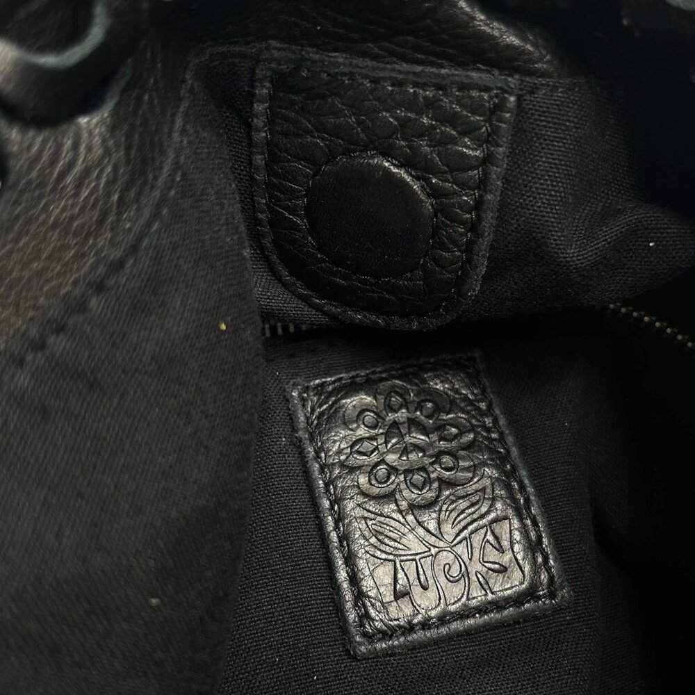 RARE*Lucky Brand*Pebbled Leather*Chain link Design*Black Hobo*Shoulder/Handbag - Picture 3 of 10
